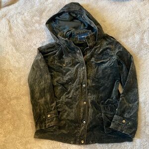 Green Velvet Jacket with Hood